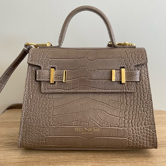 Teddy Blake Ava Croco Gold 9” Beige Purse - Picture 1 of 5